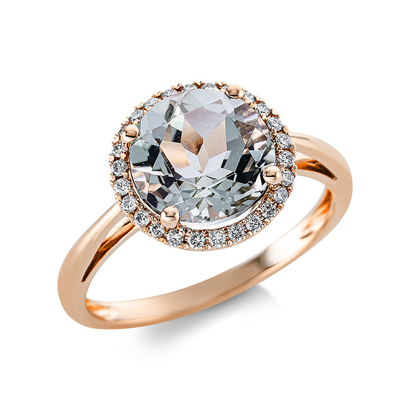Ring mit Amethyst  aus 750/-18 Karat Rotgold mit 26 Diamanten 0