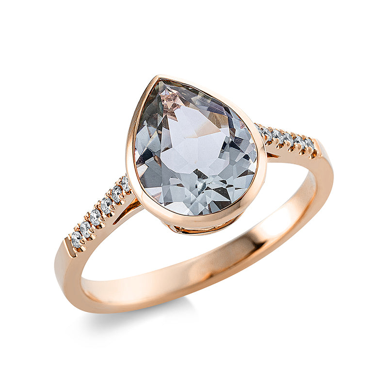 Ring mit Amethyst  aus 750/-18 Karat Rotgold mit 12 Diamanten 0
