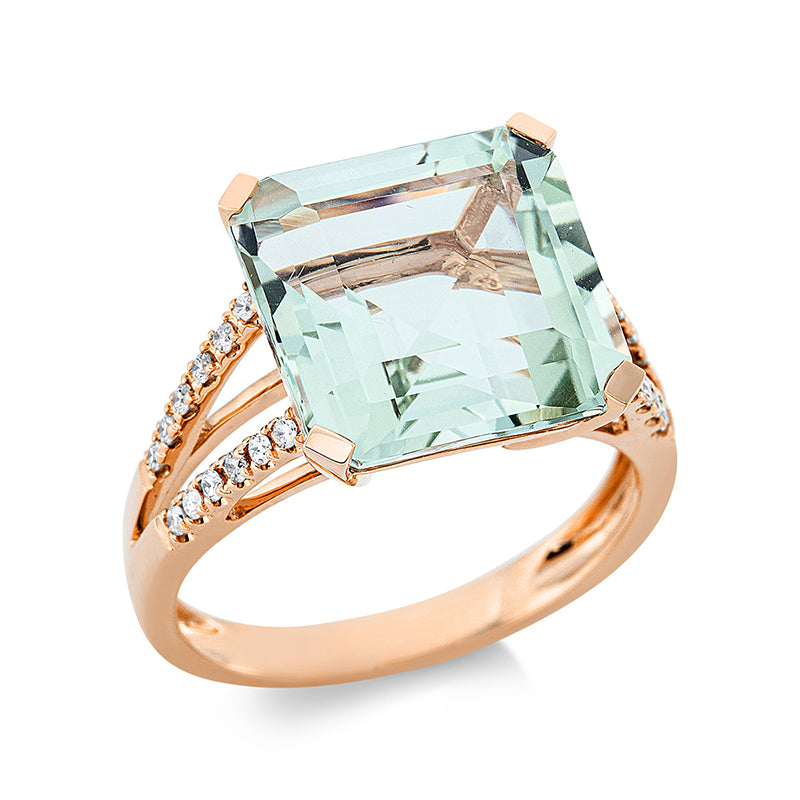 Ring mit Amethyst  aus 750/-18 Karat Rotgold mit 24 Diamanten 0