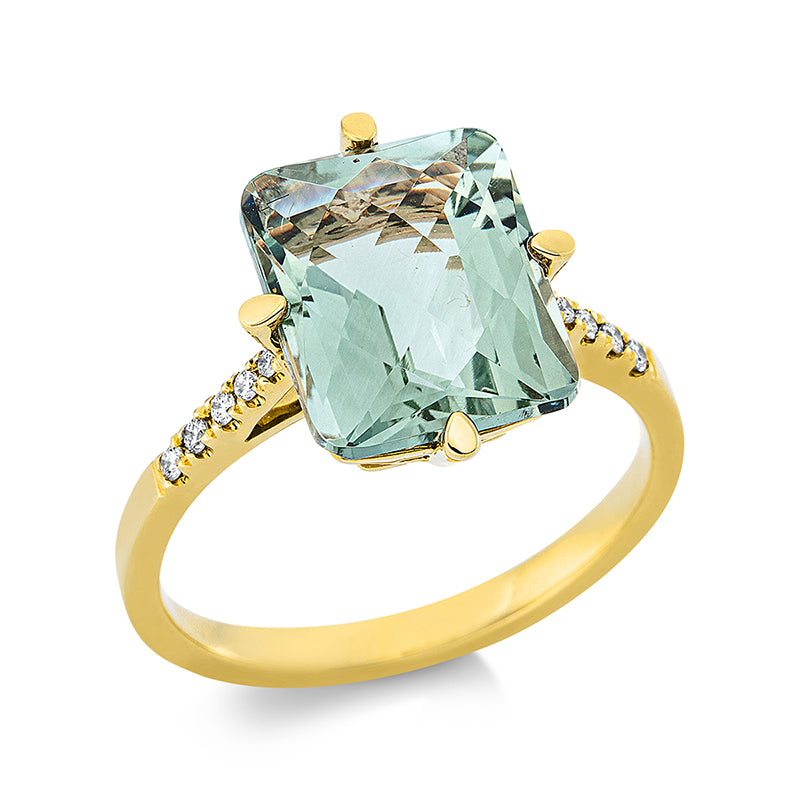 Ring mit Amethyst  aus 750/-18 Karat Gelbgold mit 10 Diamanten 0