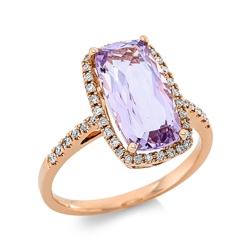 Ring mit Amethyst  aus 750/-18 Karat Rotgold mit 44 Diamanten 0