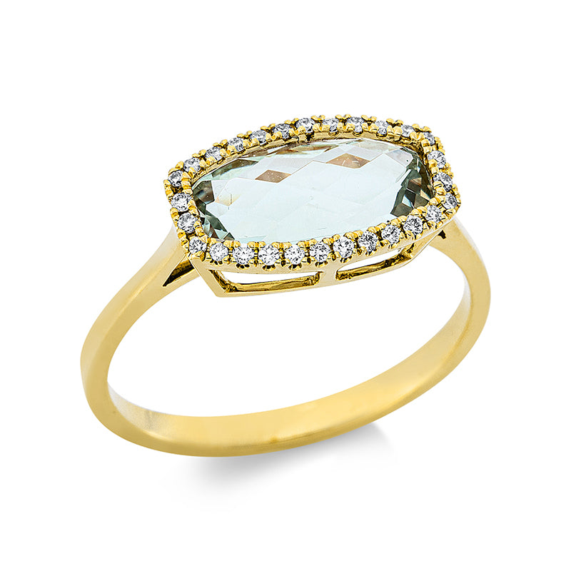 Ring mit Amethyst  aus 750/-18 Karat Gelbgold mit 28 Diamanten 0