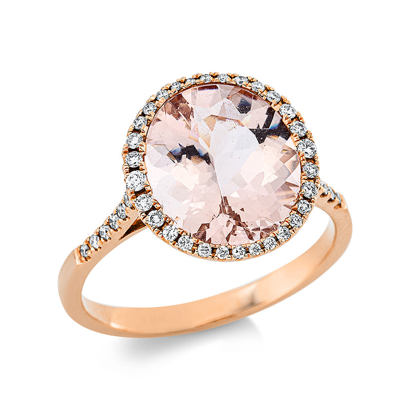 Ring mit Morganit  aus 750/-18 Karat Rotgold mit 44 Diamanten 0