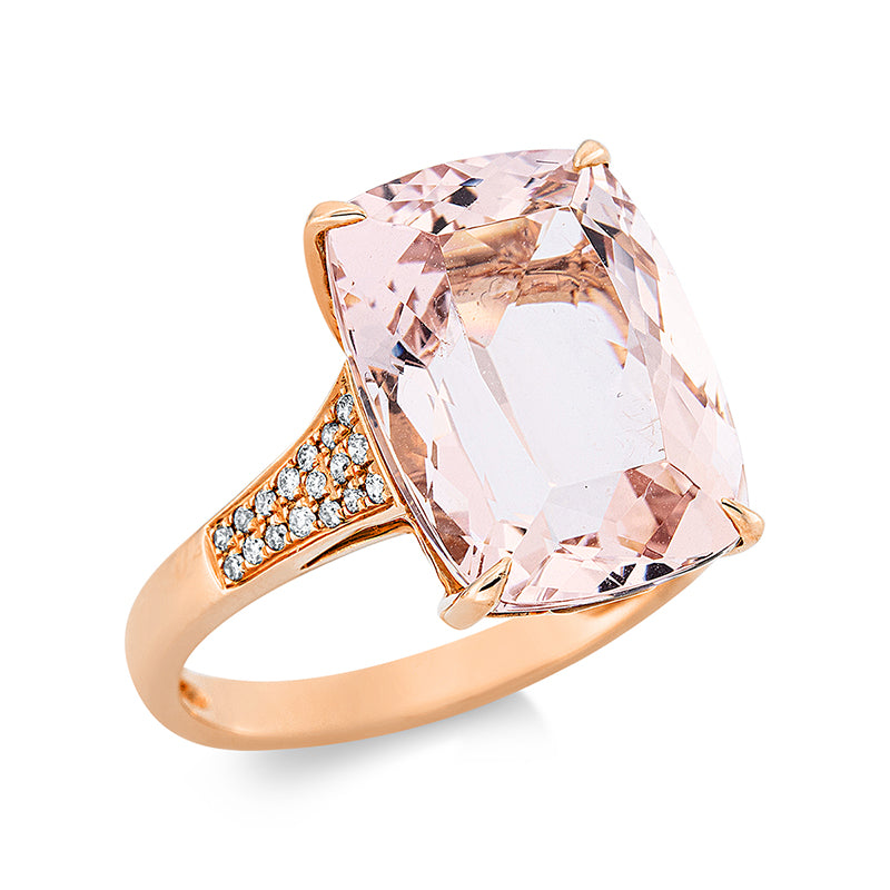 Ring mit Morganit  aus 750/-18 Karat Rotgold mit 34 Diamanten 0