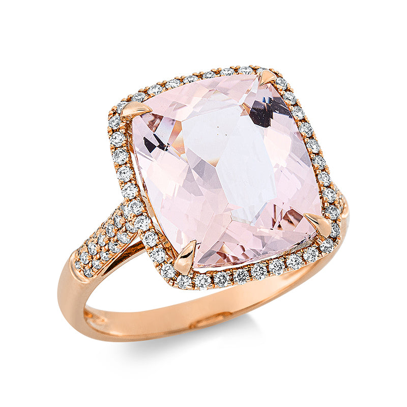 Ring mit Morganit  aus 750/-18 Karat Rotgold mit 76 Diamanten 0