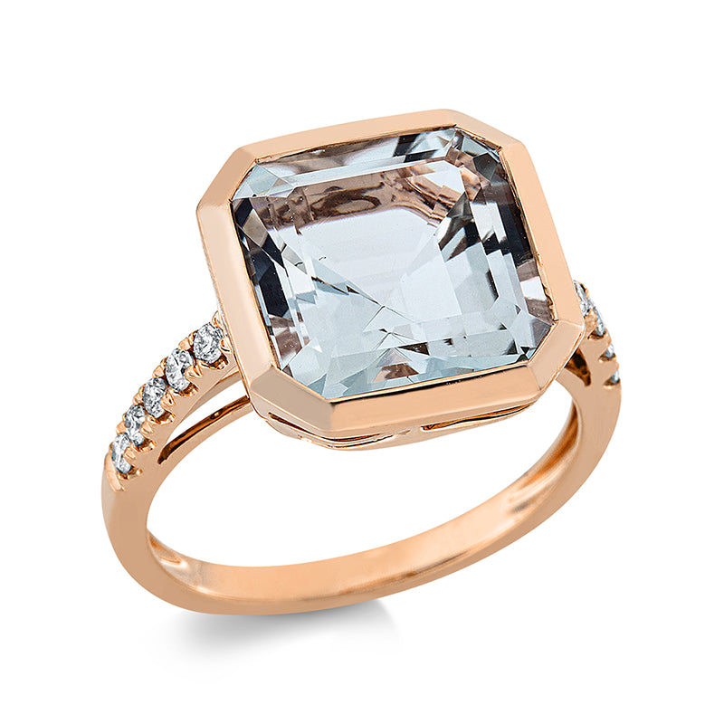 Ring mit Amethyst  aus 750/-18 Karat Rotgold mit 10 Diamanten 0