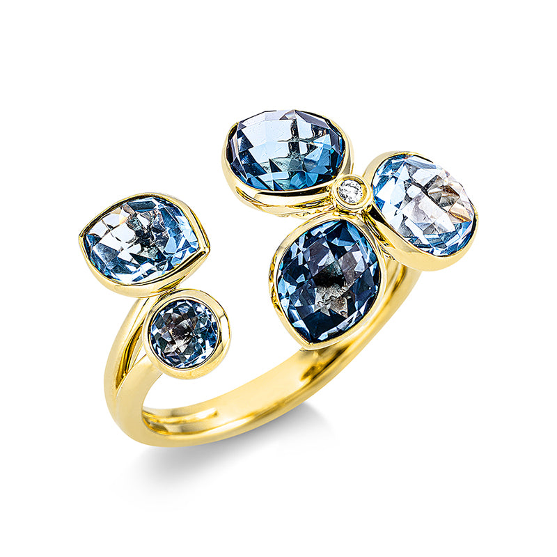 Ring mit Topas  aus 750/-18 Karat Gelbgold mit 1 Diamant 0