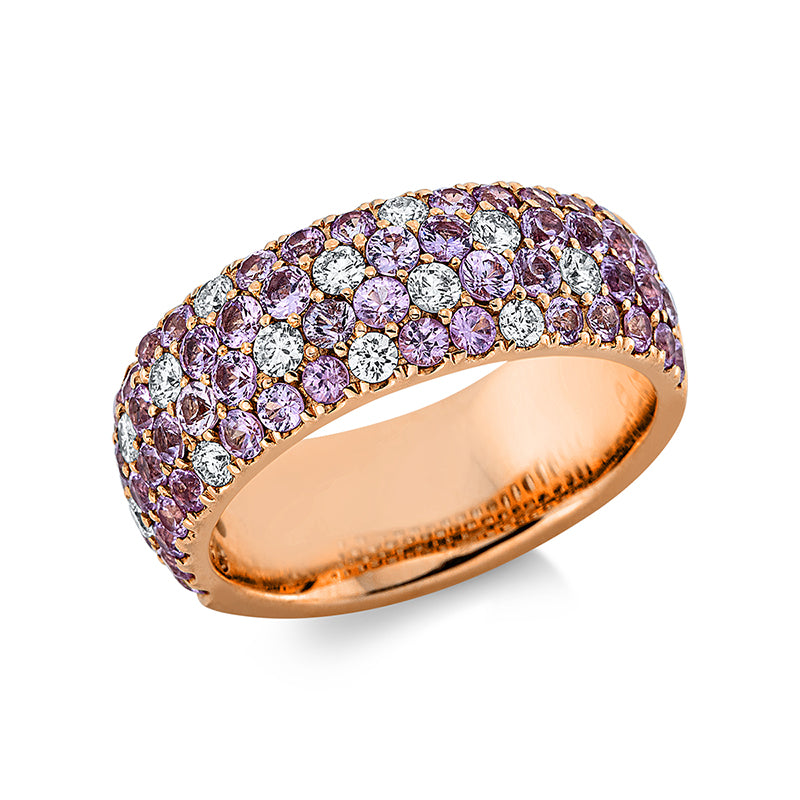 Ring mit Saphir  aus 750/-18 Karat Rotgold mit 14 Diamanten 0