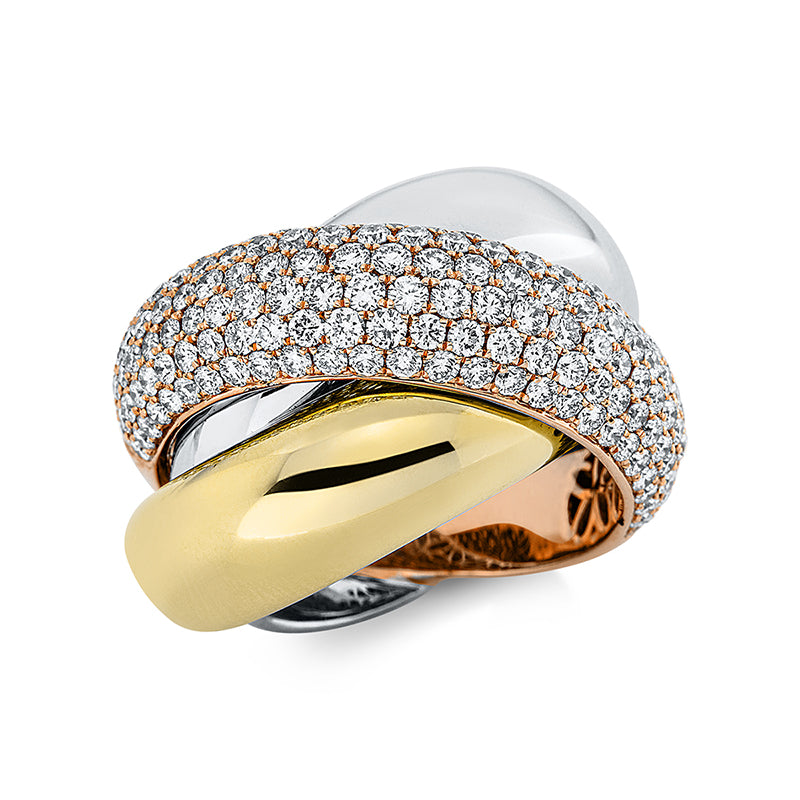 Ring    aus 750/-18 Karat Weißgold / Gelbgold / Rotgold mit 164 Diamanten 2