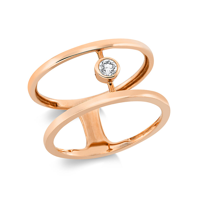 Ring    aus 750/-18 Karat Rotgold mit 1 Diamant 0