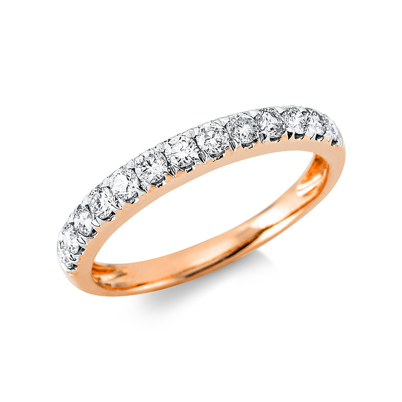 Ring - Memoire halb aus Gold mit Diamanten, Fassung rhodiniert - 1CV44