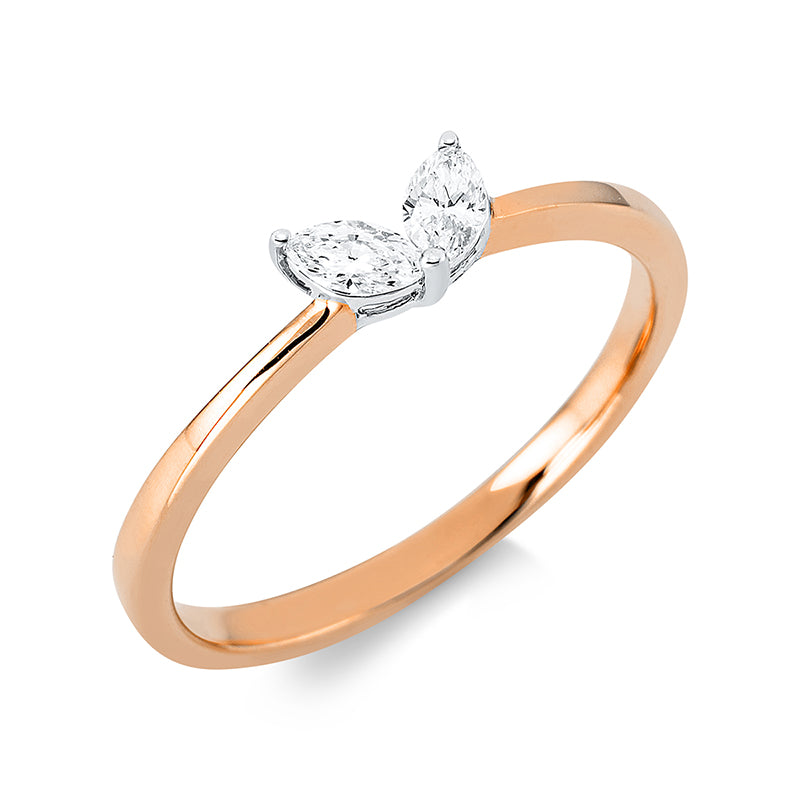 Ring    aus 750/-18 Karat Rotgold mit 2 Diamanten 0