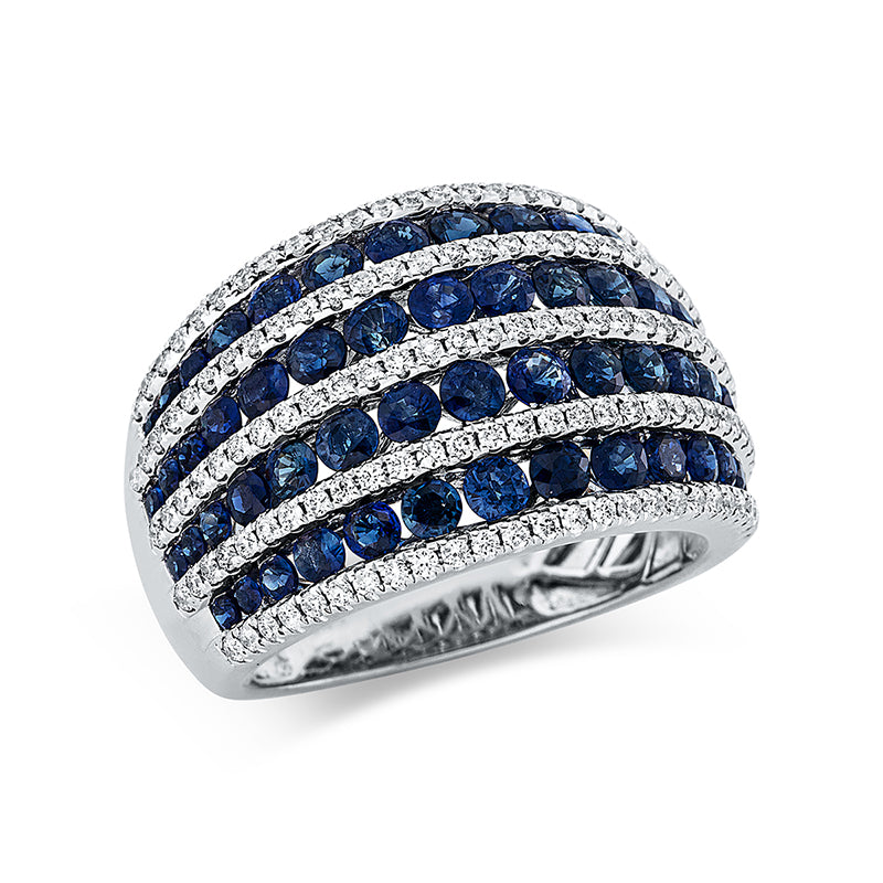 Ring mit Saphir  aus 750/-18 Karat Weißgold mit 137 Diamanten 0