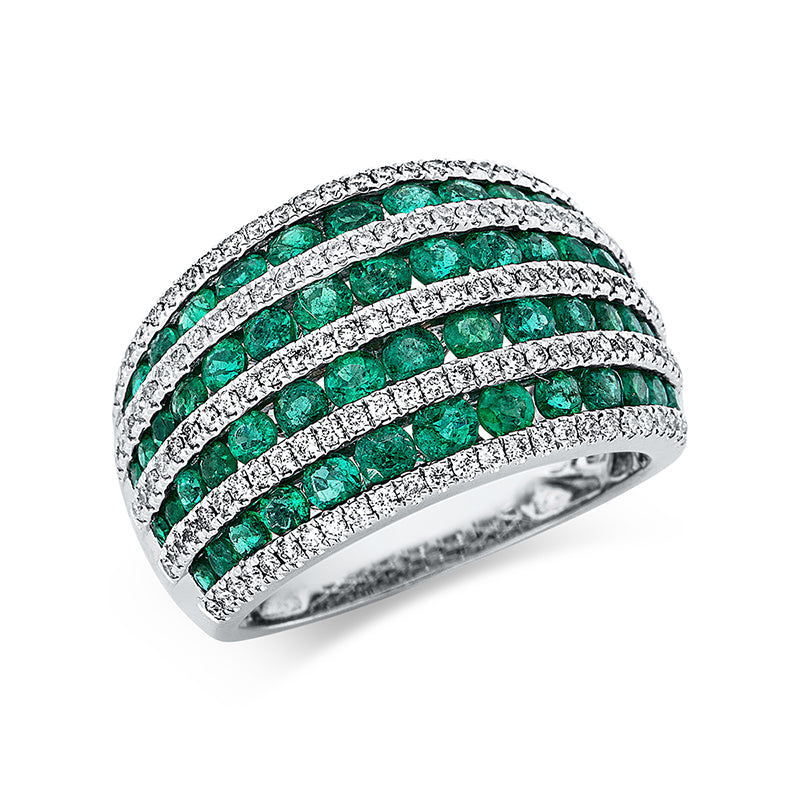 Ring mit Smaragd  aus 750/-18 Karat Weißgold mit 137 Diamanten 0