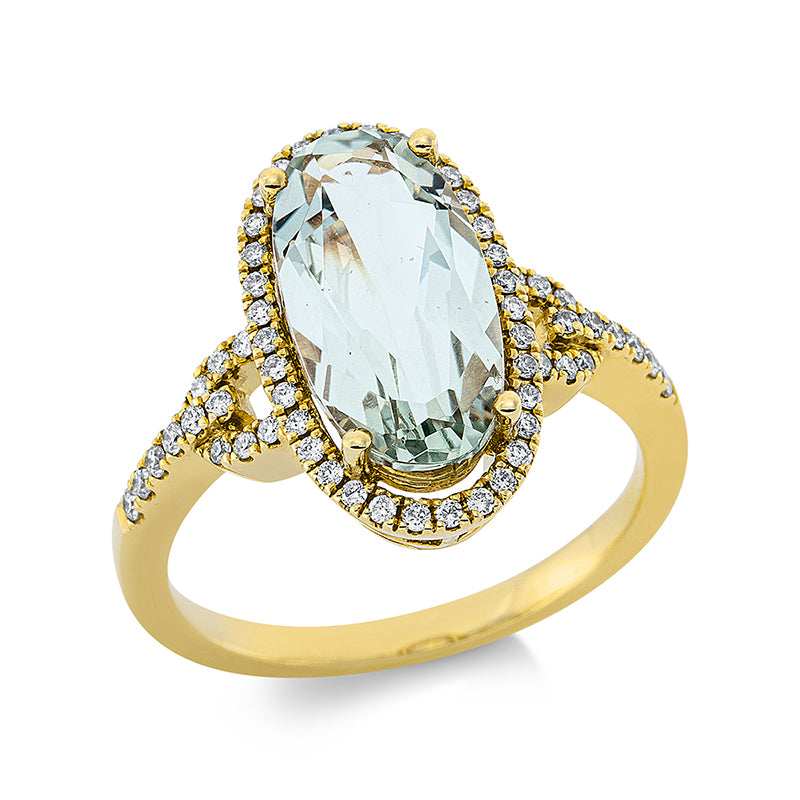 Ring mit Amethyst  aus 750/-18 Karat Gelbgold mit 58 Diamanten 0
