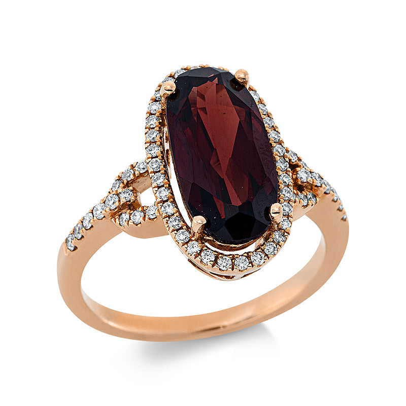 Ring mit Rhodolith  aus 750/-18 Karat Rotgold mit 58 Diamanten 0