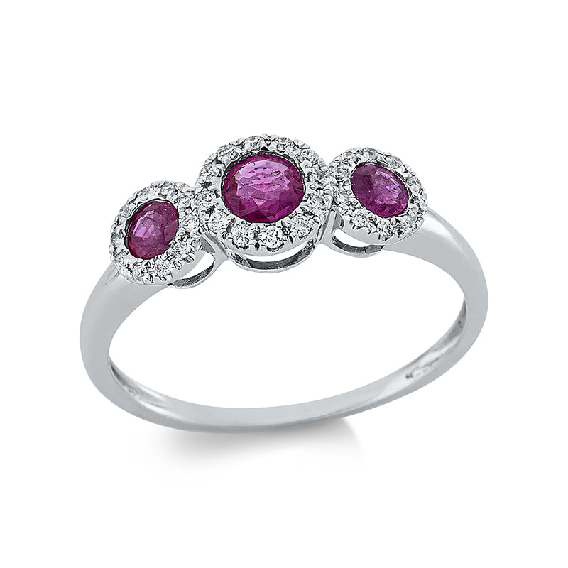 Ring mit Rubin  aus 750/-18 Karat Weißgold mit 32 Diamanten 0