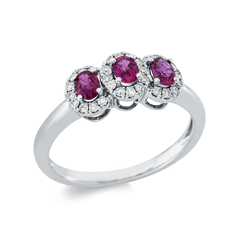 Ring mit Rubin  aus 750/-18 Karat Weißgold mit 30 Diamanten 0