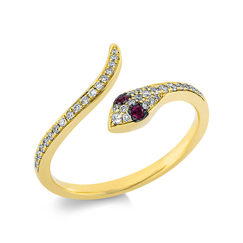 Ring mit Rubin  aus 750/-18 Karat Gelbgold mit 39 Diamanten 0