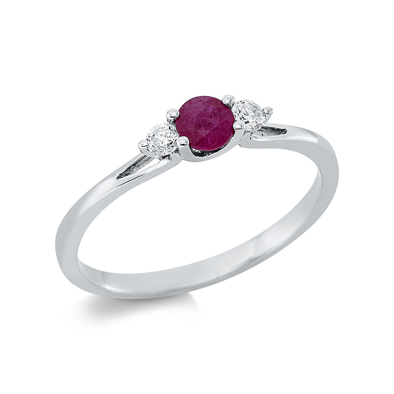 Ring mit Rubin  aus 750/-18 Karat Weißgold mit 2 Diamanten 0