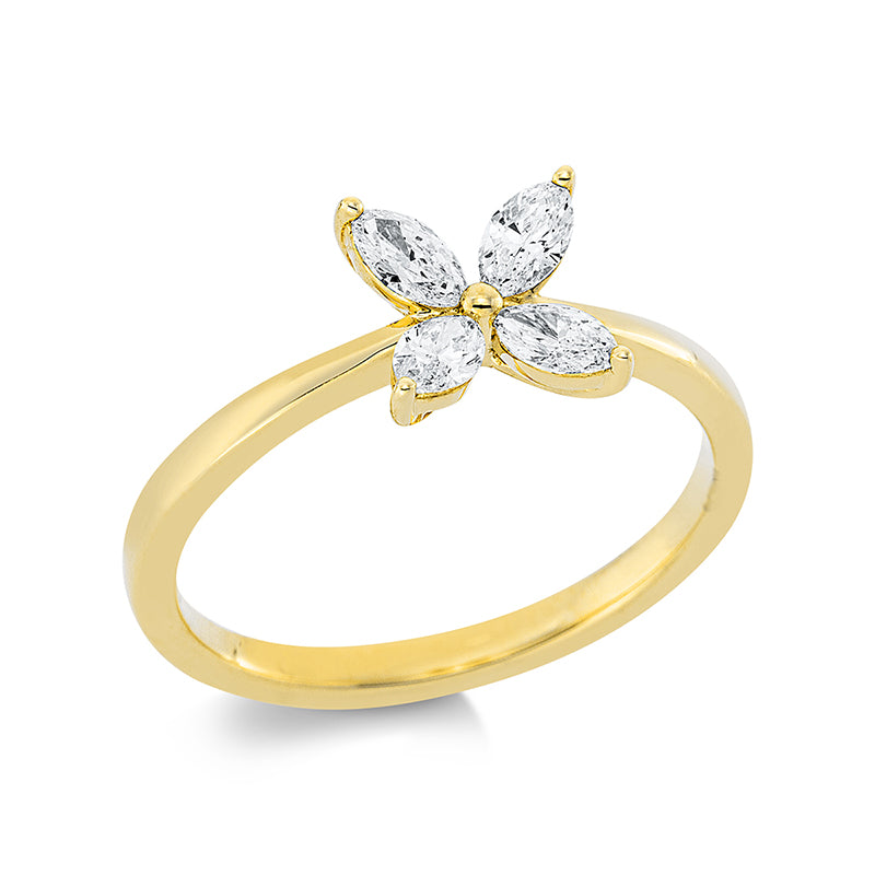 Ring    aus 750/-18 Karat Gelbgold mit 4 Diamanten 0