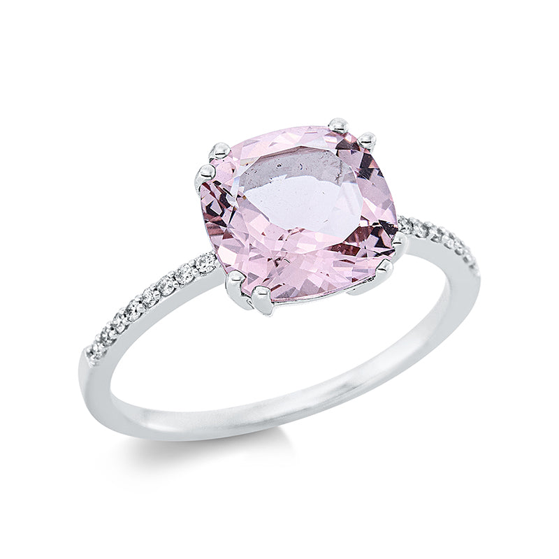 Ring mit Morganit  aus 750/-18 Karat Weißgold mit 16 Diamanten 0