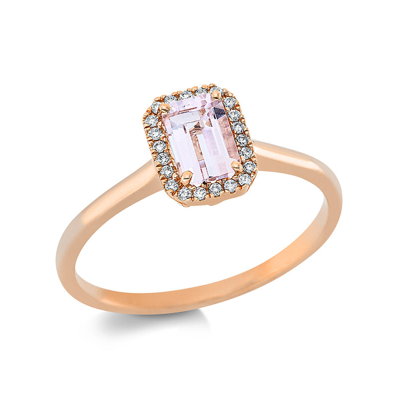 Ring mit Morganit  aus 750/-18 Karat Rotgold mit 22 Diamanten 0