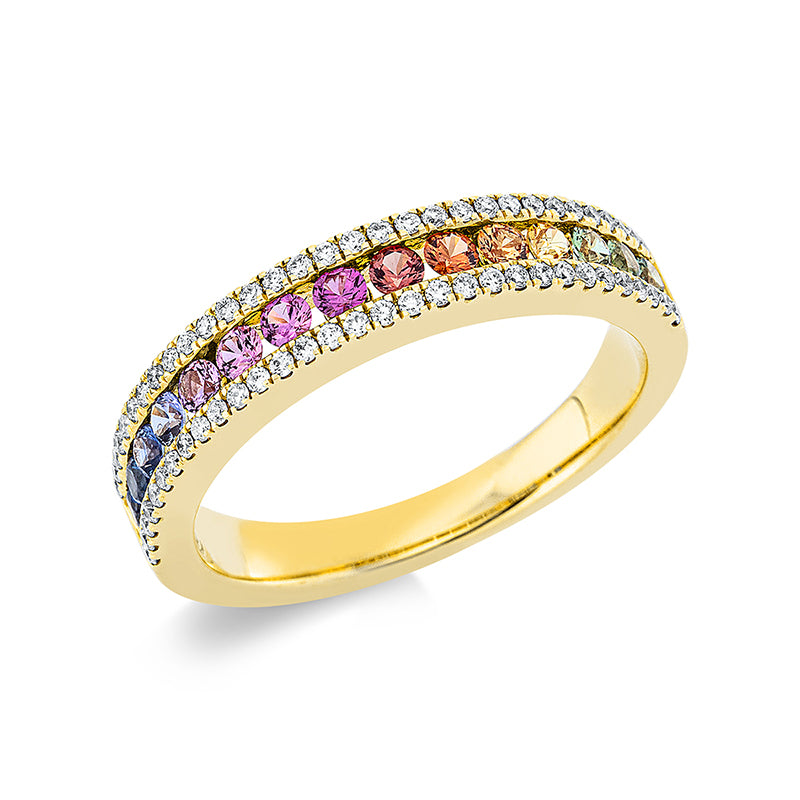 Ring - Regenbogen-Schmuck aus Gold mit Diamanten mit Saphir - 1CY02