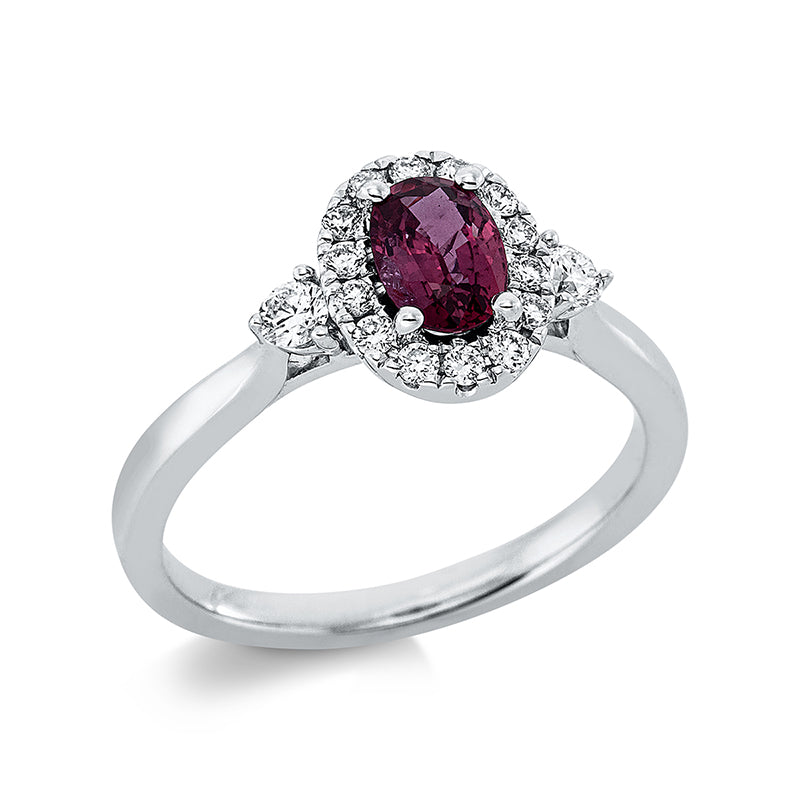 Ring mit Rubin  aus 750/-18 Karat Weißgold mit 16 Diamanten 0