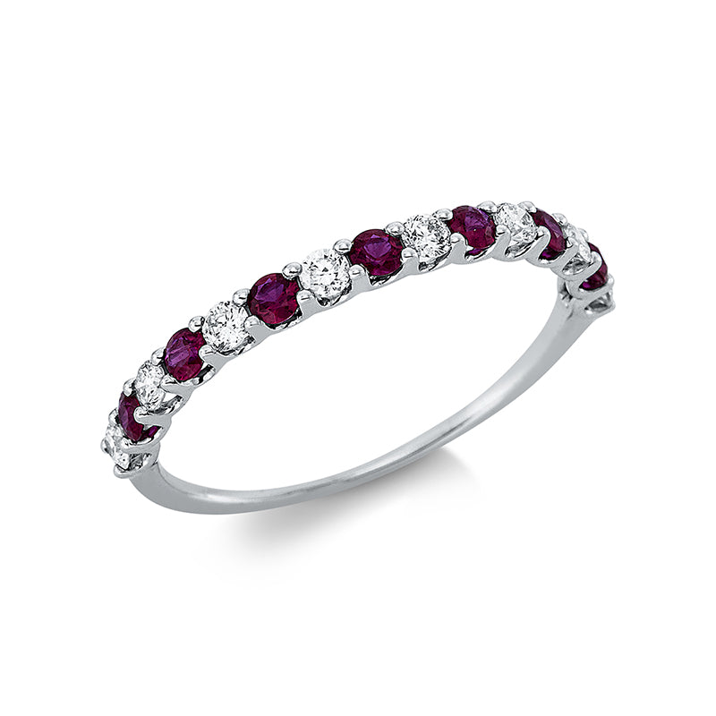 Ring mit Rubin  aus 750/-18 Karat Weißgold mit 8 Diamanten 0