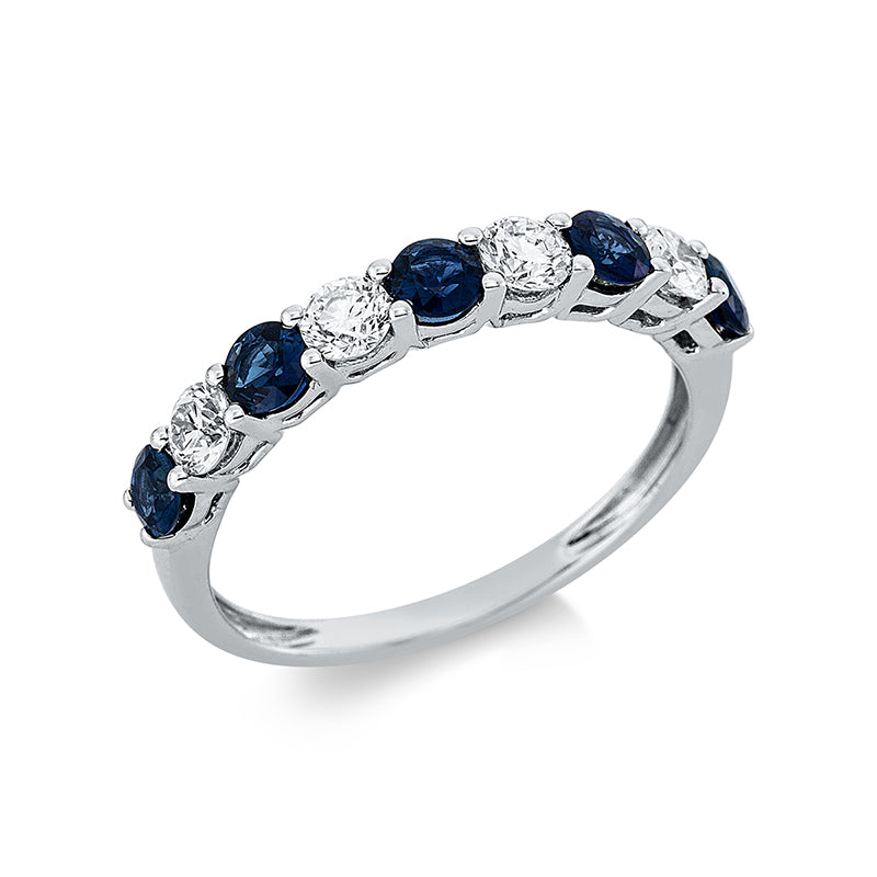 Ring mit Saphir  aus 750/-18 Karat Weißgold mit 4 Diamanten 0