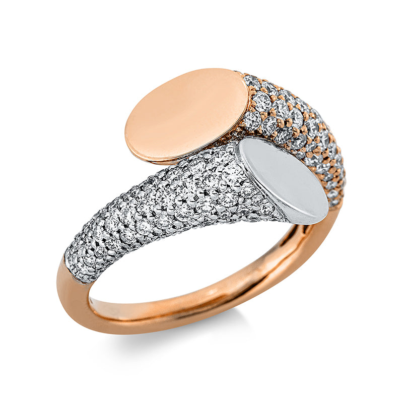 Ring    aus 750/-18 Karat Rotgold / Weißgold mit 140 Diamanten 1