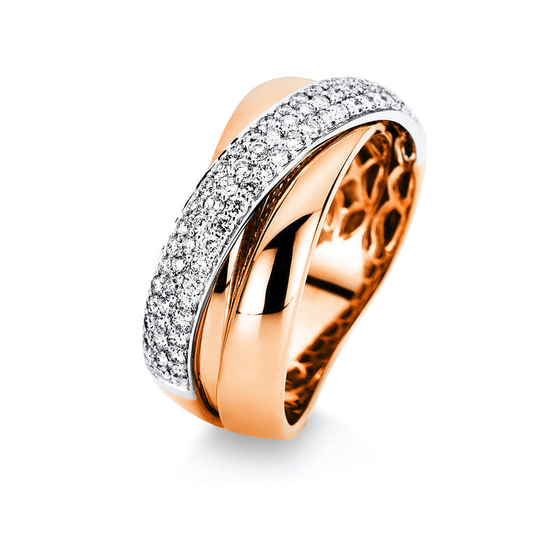 Ring    aus 750/-18 Karat Rotgold / Weißgold mit 76 Diamanten 0