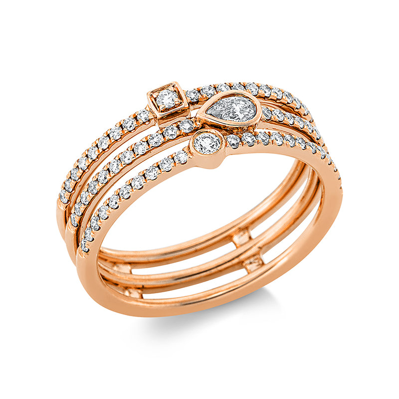 Ring    aus 750/-18 Karat Rotgold mit 67 Diamanten 0
