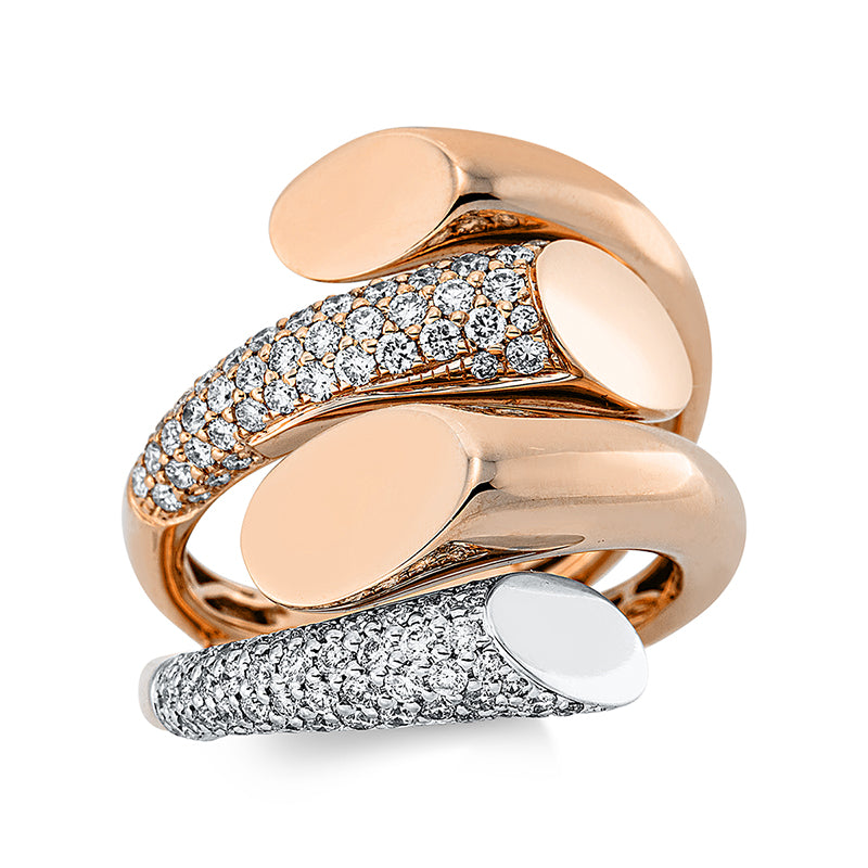 Ring    aus 750/-18 Karat Rotgold / Weißgold mit 101 Diamanten 1