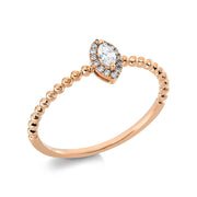 Ring - Solitaire mit Seitenbesatz aus Gold mit Diamanten - 1DB10