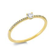 Ring - Solitaire mit Seitenbesatz aus Gold mit Diamanten - 1DB12