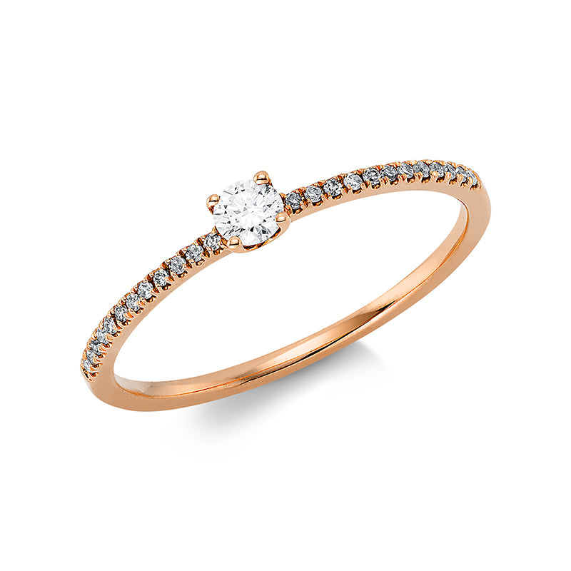 Ring - Solitaire mit Seitenbesatz aus Gold mit Diamanten - 1DB12