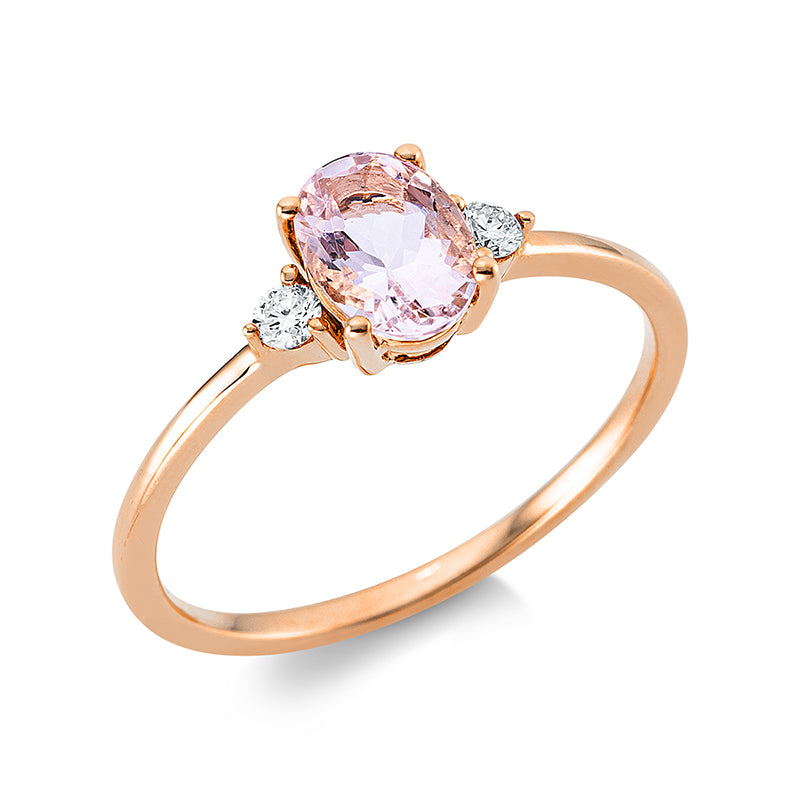 Ring mit Morganit  aus 750/-18 Karat Rotgold mit 2 Diamanten 0