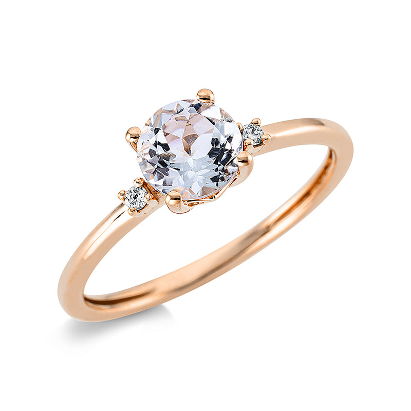 Ring mit Amethyst  aus 750/-18 Karat Rotgold mit 2 Diamanten 0
