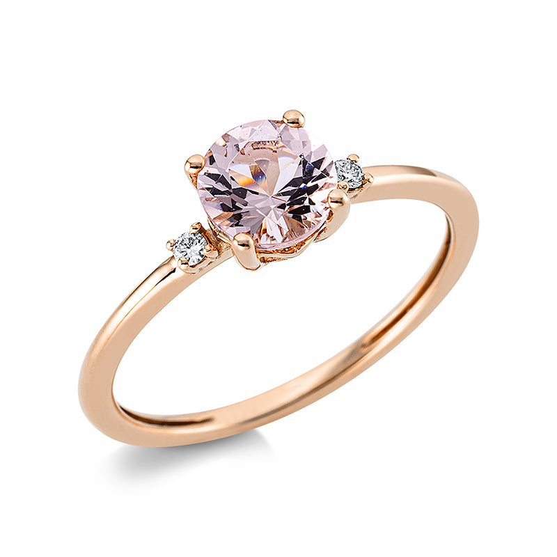 Ring mit Morganit  aus 750/-18 Karat Rotgold mit 2 Diamanten 0