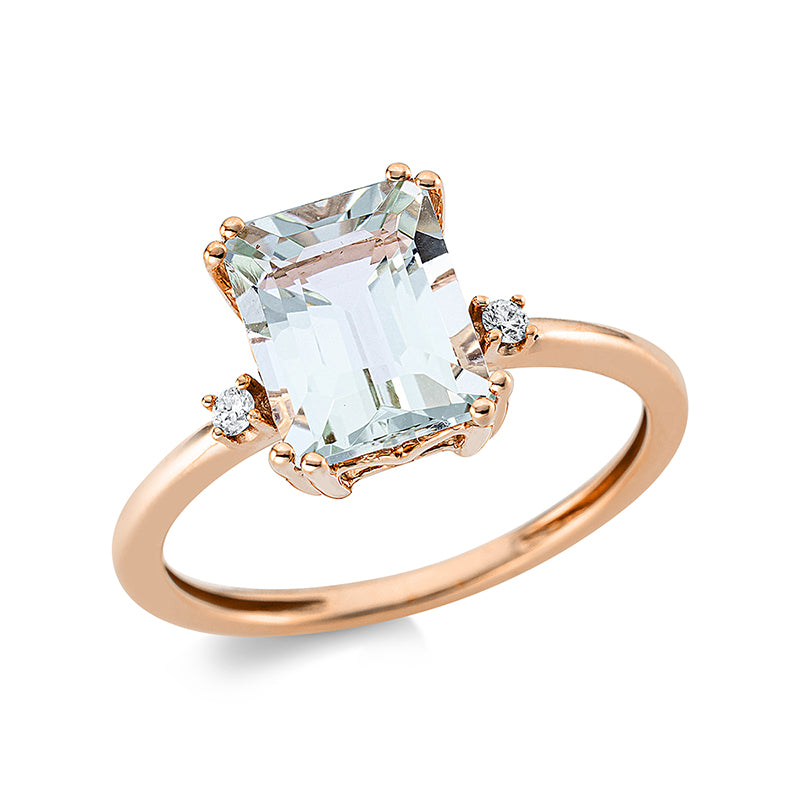 Ring mit Amethyst  aus 750/-18 Karat Rotgold mit 2 Diamanten 0