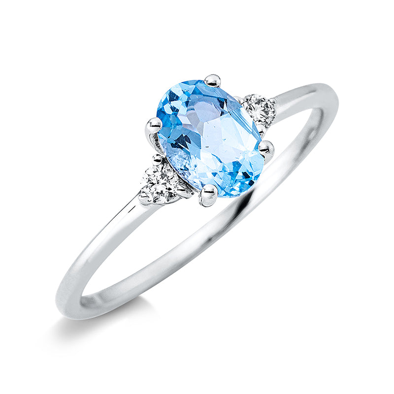 Ring mit Topas  aus 750/-18 Karat Weißgold mit 2 Diamanten 0