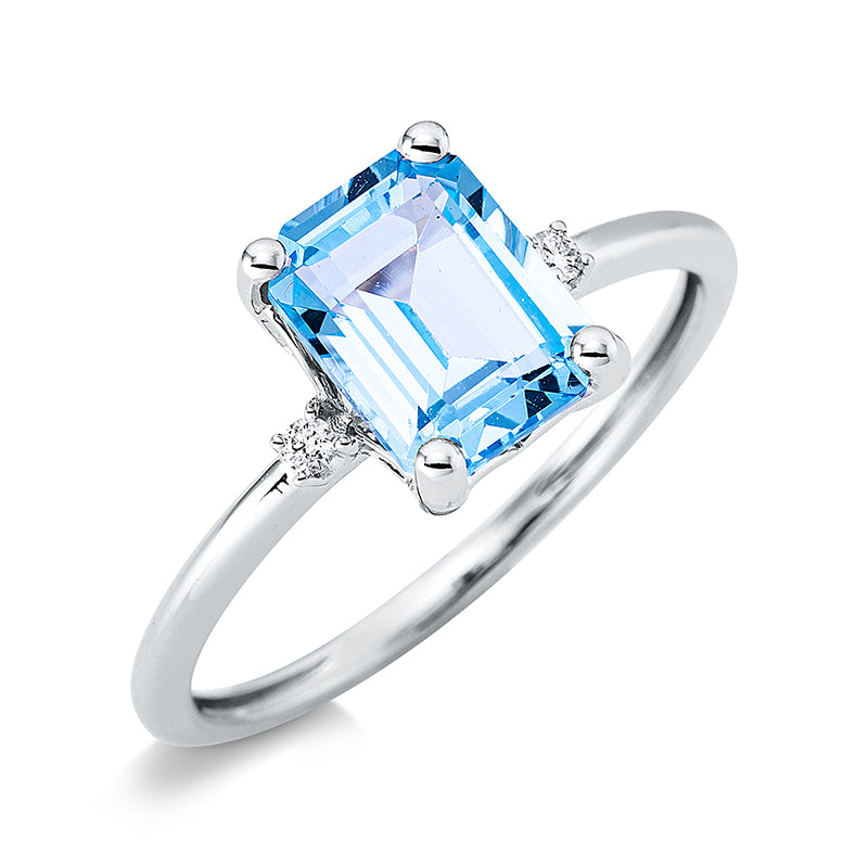 Ring mit Topas  aus 750/-18 Karat Weißgold mit 2 Diamanten 0
