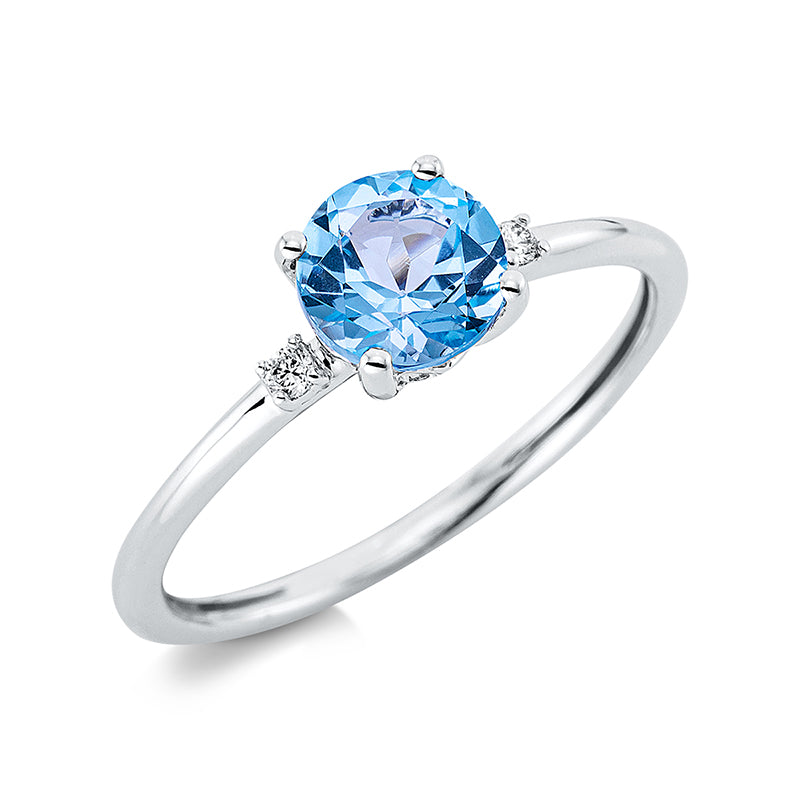 Ring mit Topas  aus 750/-18 Karat Weißgold mit 2 Diamanten 0