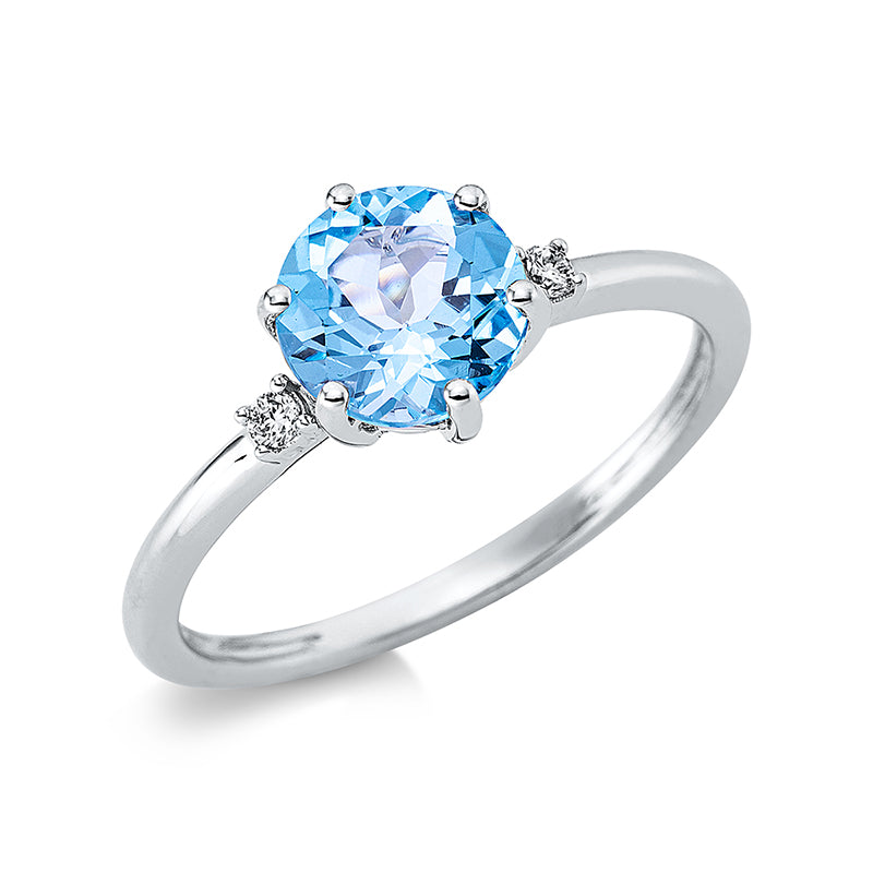 Ring mit Topas  aus 750/-18 Karat Weißgold mit 2 Diamanten 0