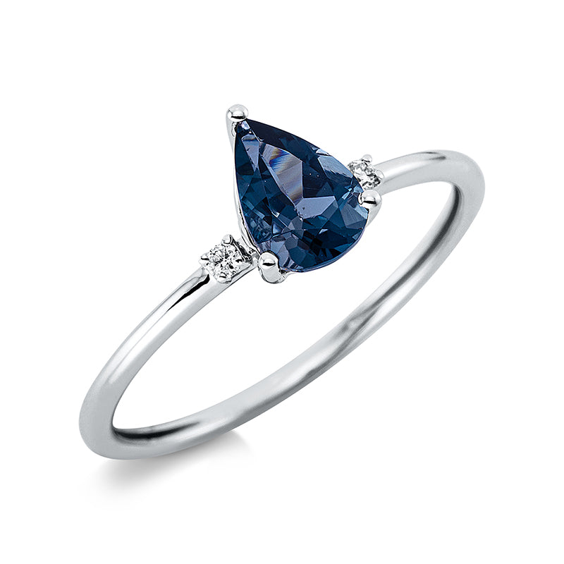 Ring mit Topas  aus 750/-18 Karat Weißgold mit 2 Diamanten 0