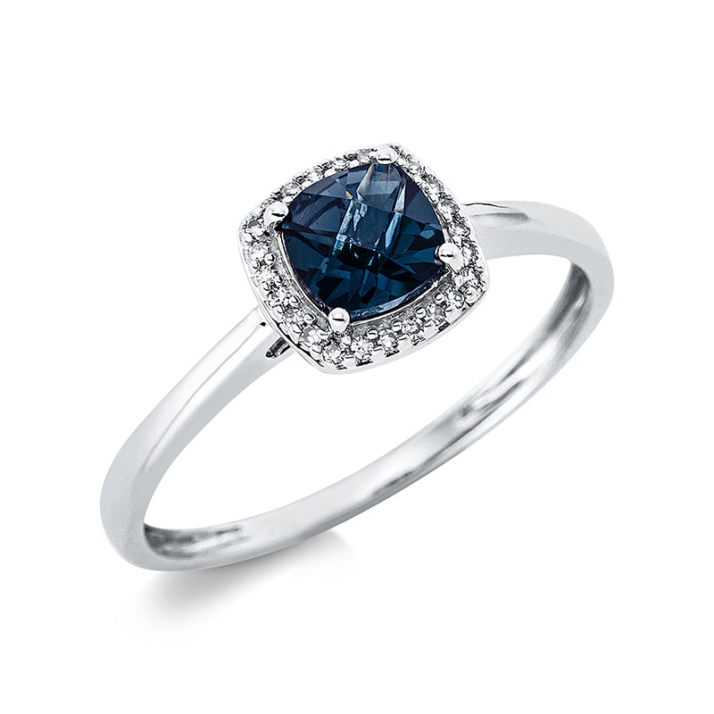 Ring mit Topas  aus 750/-18 Karat Weißgold mit 24 Diamanten 0