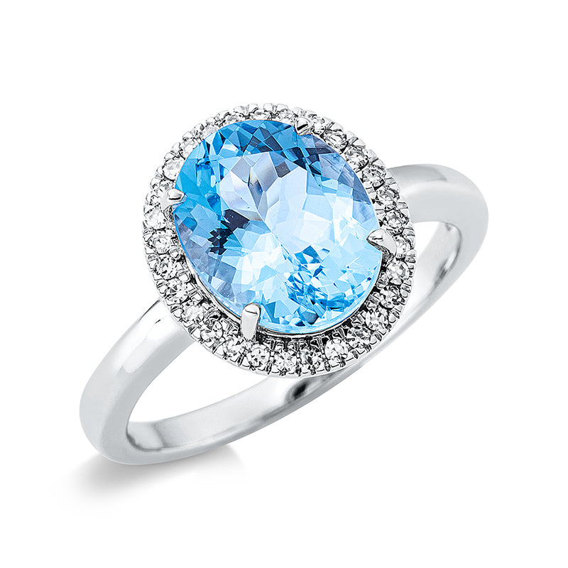 Ring mit Topas  aus 750/-18 Karat Weißgold mit 29 Diamanten 0