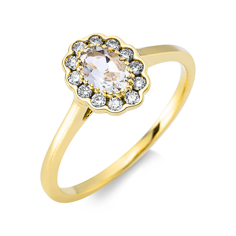 Ring mit Amethyst  aus 750/-18 Karat Gelbgold mit 12 Diamanten 0